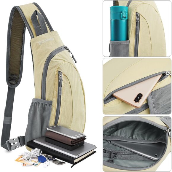 Small CrossBody Chest Sling Backpack - Creamy Yellow - Picture 3 of 7